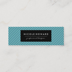 Cartão De Visita Mini Azul-aqua e faixas brancas