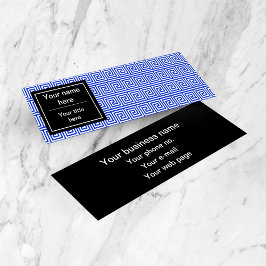 Cartão De Visita Mini Azul-padrão dos quadrados-chave gregos