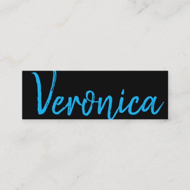 Cartão De Visita Mini Azul-Script Grande | Série Manuscrito (Frente)