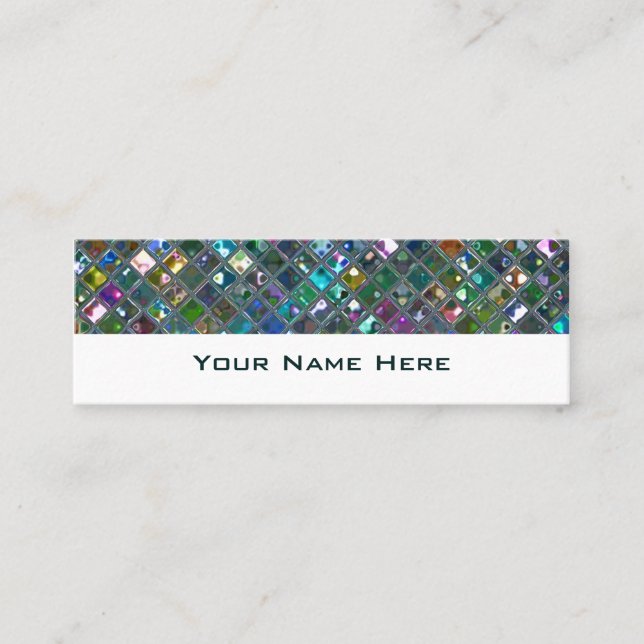 Cartão De Visita Mini Azulejos Glitz 2 esbranquiçados, branco (Frente)