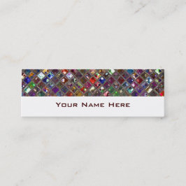 Cartão De Visita Mini Azulejos Glitz Branco fino multicolor