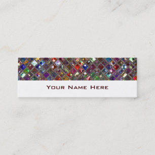 Cartão De Visita Mini Azulejos Glitz Branco fino multicolorido