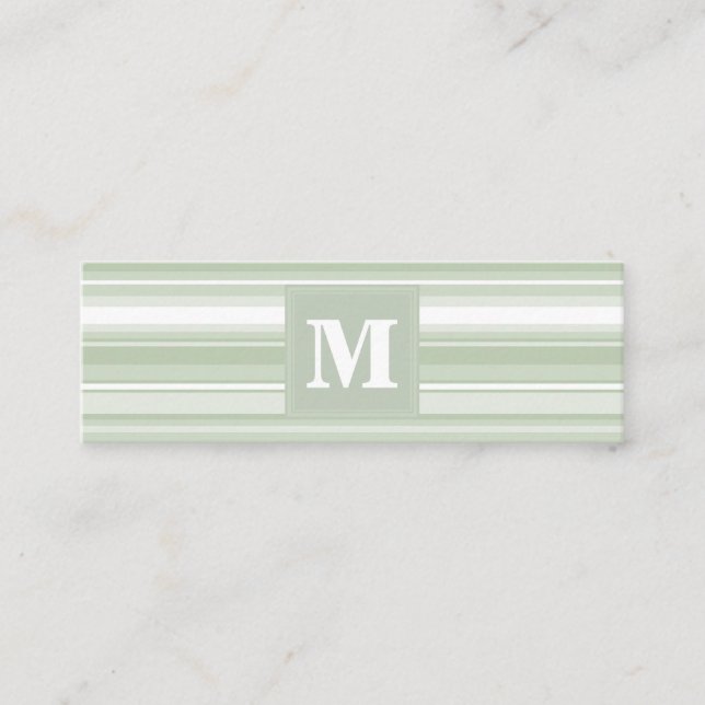 Cartão De Visita Mini Banda verde pálida monograma (Frente)