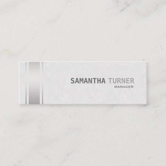 Cartão De Visita Mini Bandas prateadas White Leather Professional Person (Frente)