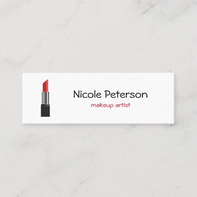 Cartão De Visita Mini Batom do vermelho do maquilhador (Frente)