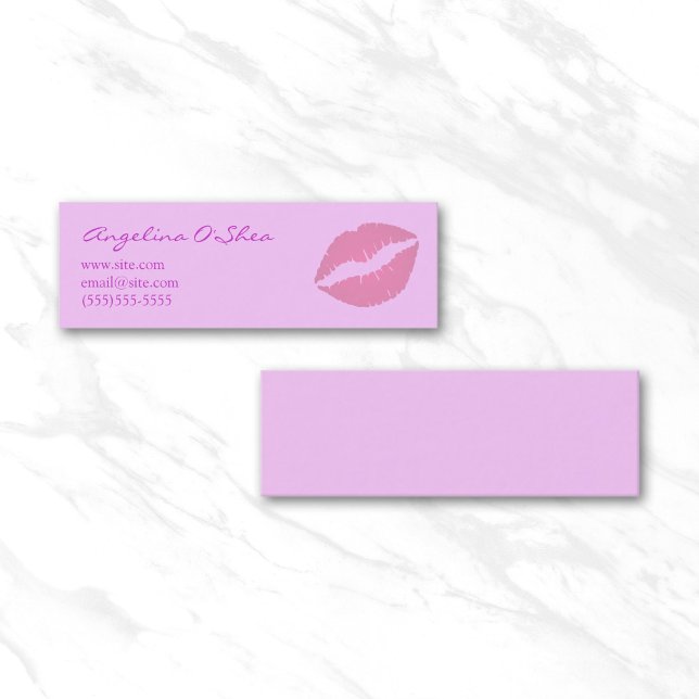 Cartão De Visita Mini Batom Rosa (Pink Lipstick Skinny Business Card)