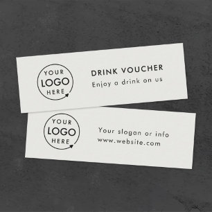 Cartão De Visita Mini Beber Voucher   Placa de logotipo para Cinzas de e