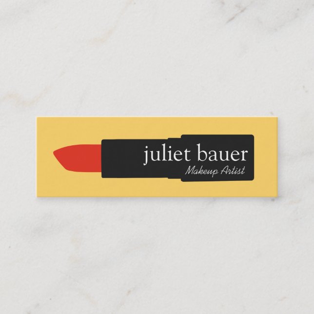 Cartão De Visita Mini Bela Boca Amarelo-Lábio do Artista Makeup (Frente)