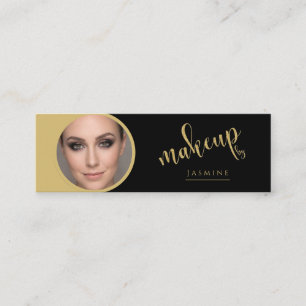 Cartão De Visita Mini Beleza Ouro Preto MUA Profissional Foto Qr