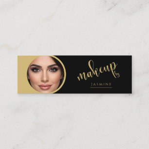 Cartão De Visita Mini Beleza Ouro Preto MUA Profissional Foto Qr