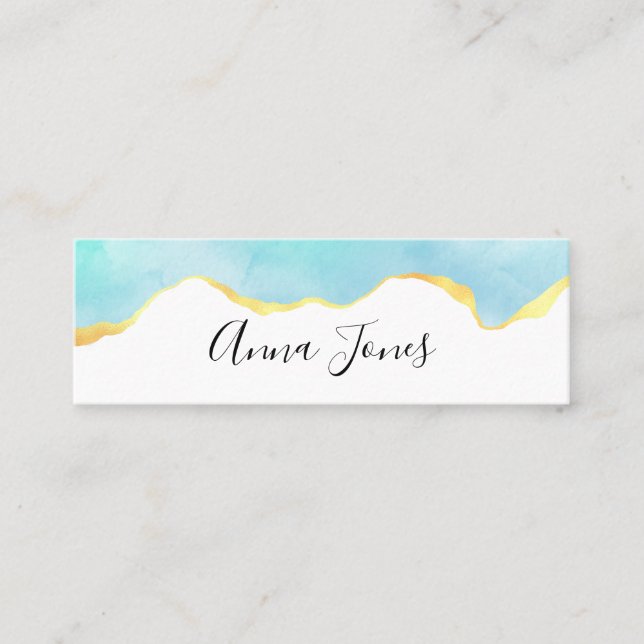 Cartão De Visita Mini Belo Verde Tropical com Dourada Fronteira (Frente)