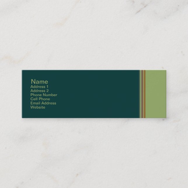 Cartão De Visita Mini biege verde listrado (Frente)