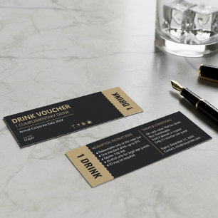 Cartão De Visita Mini Bilhete de Bebida Corporativo Voucher Gratuito