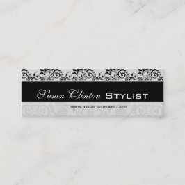 Cartão De Visita Mini Black and White LaceDamask