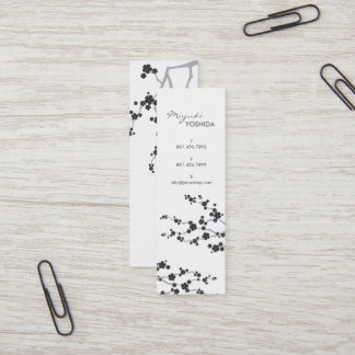 Cartão De Visita Mini Black Sakura Cherry Blossoms Flores Orientais Zen