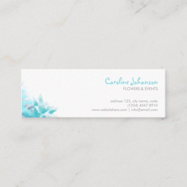 Cartão De Visita Mini Blue flowers artistic elegant feminine zen card (Frente)