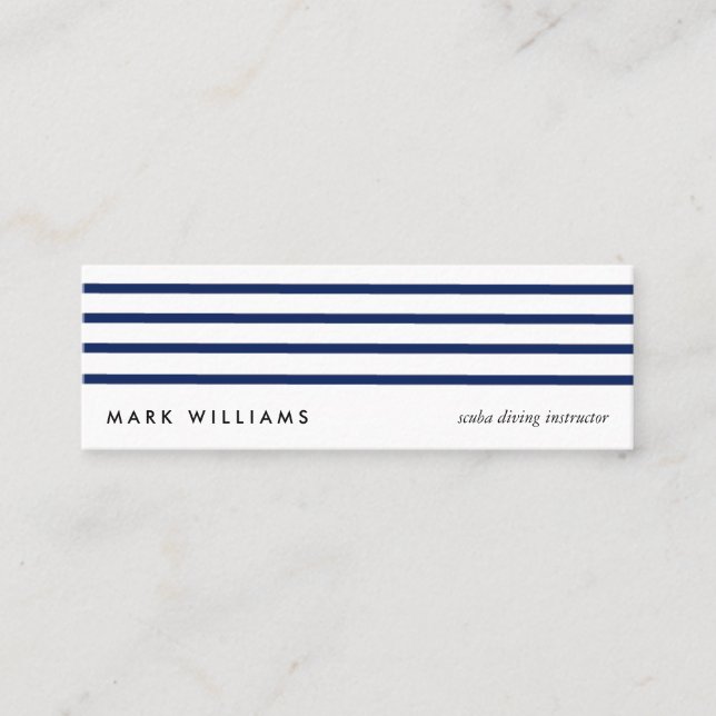 Cartão De Visita Mini Blue simple modern navy nautical lines card (Frente)