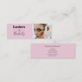 Cartão De Visita Mini Blush Pink Black Script Photo Lash Studio