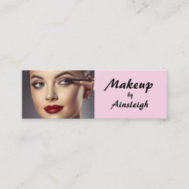 Cartão De Visita Mini Blush Pink Black Script Photo Makeup