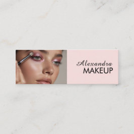 Cartão De Visita Mini Blush Pink Black Script Photo Makeup 