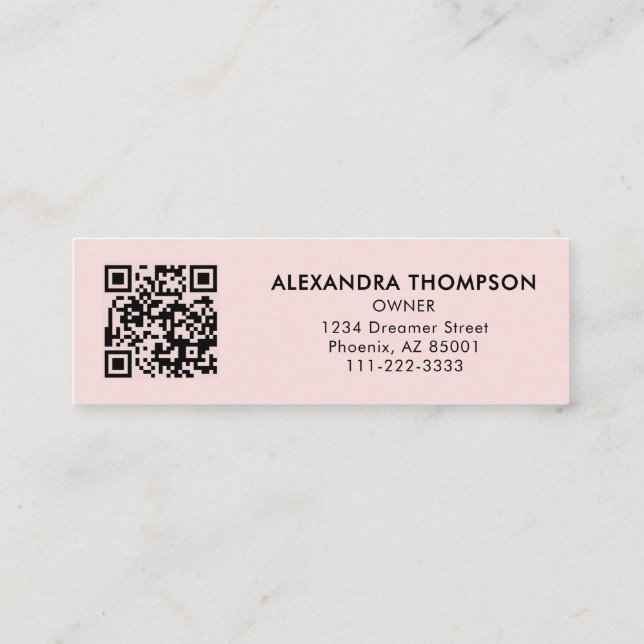 Cartão De Visita Mini Blush Pink Black Script Photo Makeup  (Verso)