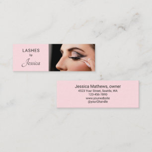 Cartão De Visita Mini Blush Rosa Minimalista Moderno Cílios Maquiagem Fo