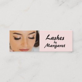 Cartão De Visita Mini Blush Rosa Preto Script Foto Cílios Maquiagem