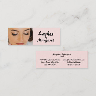 Cartão De Visita Mini Blush Rosa Preto Script Foto Cílios Maquiagem