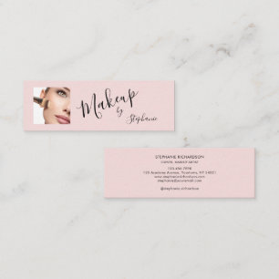 Cartão De Visita Mini Blush Rosa Preto Script Foto Makeup
