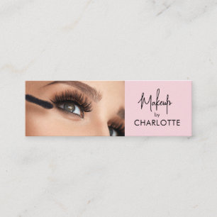 Cartão De Visita Mini Blush Rosa Preto Script Foto Maquiagem