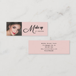 Cartão De Visita Mini Blush Rosa Preto Script Foto Maquiagem