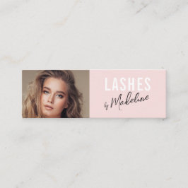 Cartão De Visita Mini Blush Rosa Preto Script Foto Maquiagem