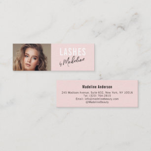 Cartão De Visita Mini Blush Rosa Preto Script Foto Maquiagem