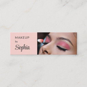 Cartão De Visita Mini Blush Rosa Preto Script Foto Maquiagem Mini Negóci