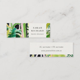 Cartão De Visita Mini Boho Chic Green Tropical Leafy Foliage Botanical
