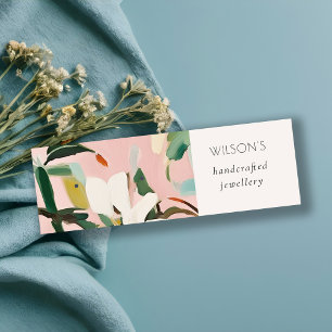 Cartão De Visita Mini Boho Colorida Coloração Rosa, Teal Pintado