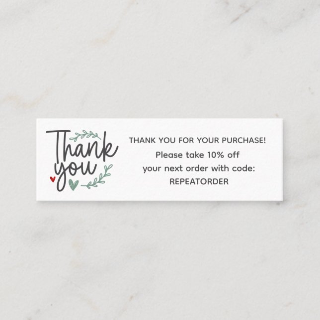 Cartão De Visita Mini Boho script handwriting thank you logo (Frente)