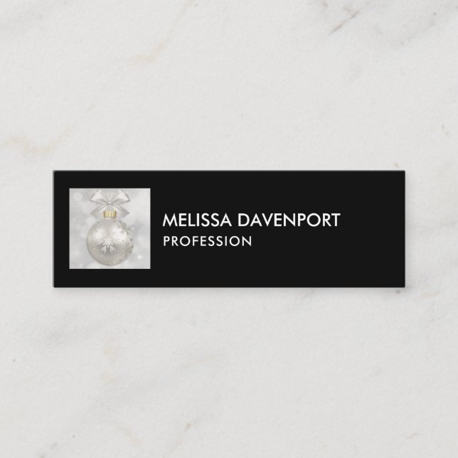 Cartão De Visita Mini Bola de Natal Elegante em Luzes de Bokeh (Frente)