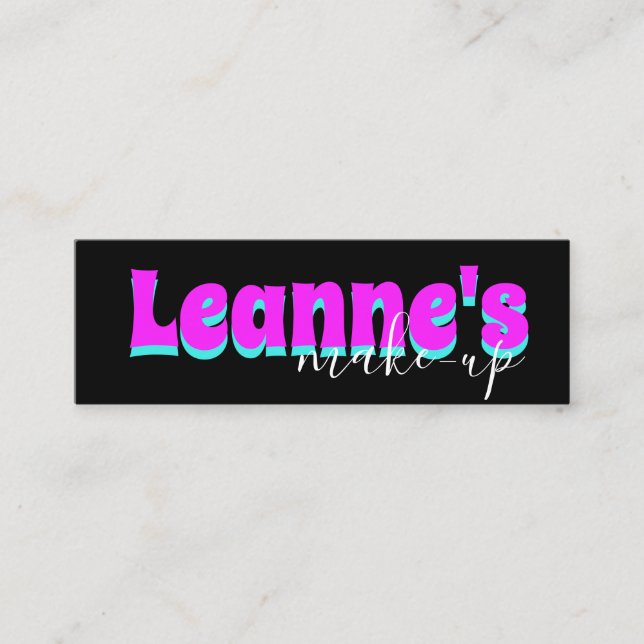 Cartão De Visita Mini Bold Neon Pink Makeup Salon Unhas Eyelashes (Frente)