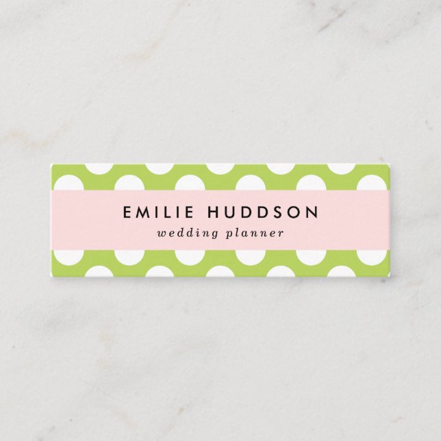 Cartão De Visita Mini Bolinhas verdes, padrão de Bolinhas, pontos, ponto (Frente)