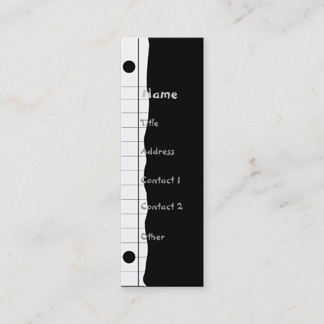 Cartão De Visita Mini Borda do caderno (Frente)