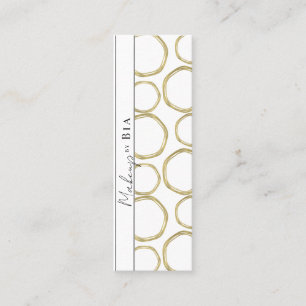 Cartão De Visita Mini Branco & Dourado Círculos Elegantes Glam Moderno