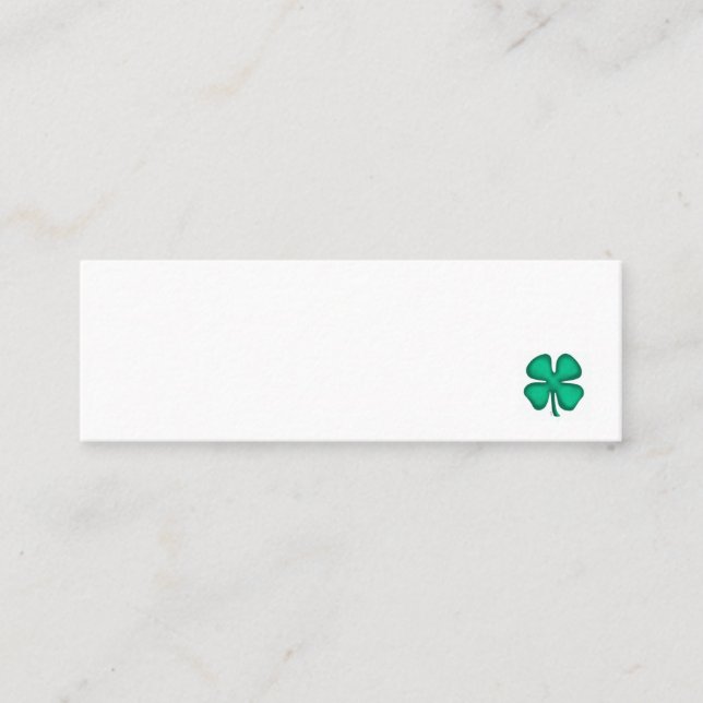 Cartão de visita mini branco Lucky 4 Leaf Irish Cl (Frente)