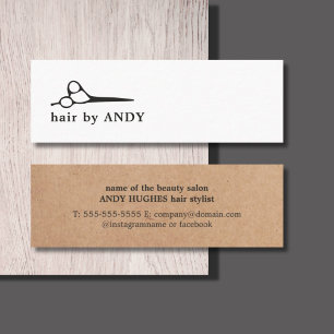 Cartão De Visita Mini Branco moderno cabelo preto impresso das tesouras