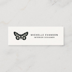 Cartão De Visita Mini Branco preto minimalista do logotipo simples da