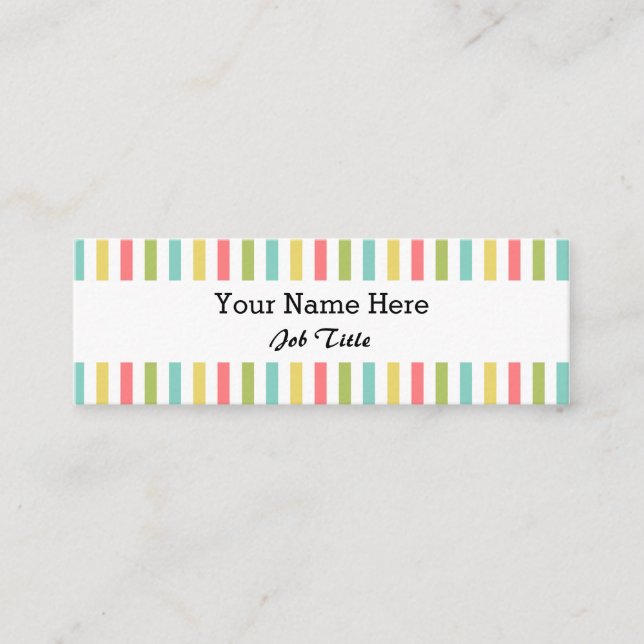 Cartão De Visita Mini Brilhe magro branco clássico da listra (Frente)