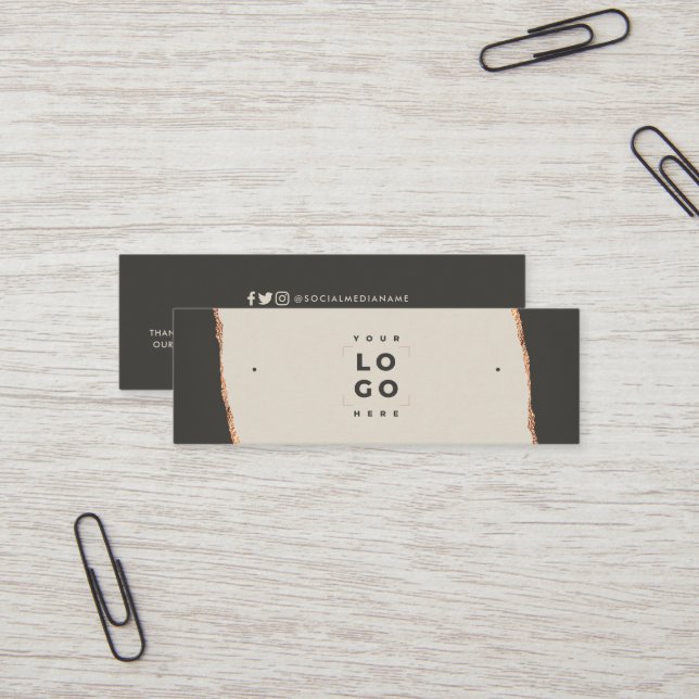 Cartão De Visita Mini brinco elegante preto-e-preto-rosa (Frente/Verso In Situ)