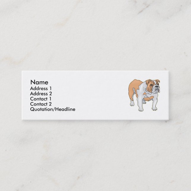Cartão De Visita Mini Buldogue inglês (Frente)