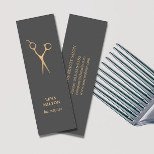 Cartão De Visita Mini Cabeleireiro escuro chique elegante simples do