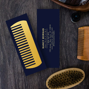 Cartão De Visita Mini Cabeleireiro Pente Dourado Falso Salão de Cabelo 